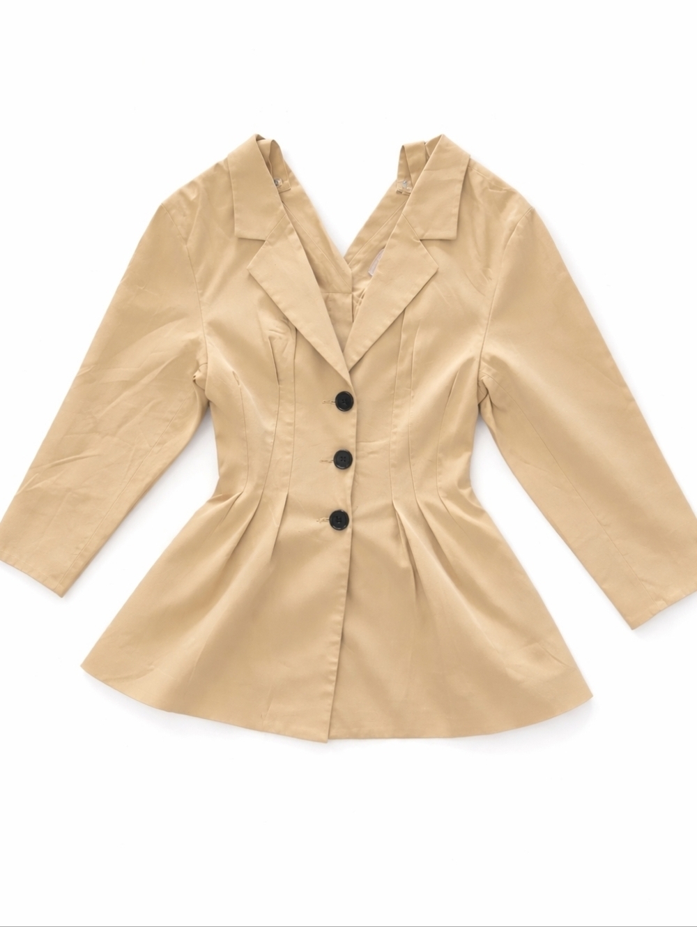 Rooms Shop Beige Women's Tailored Button-Front Top Size S/M - Picture 12 of 13